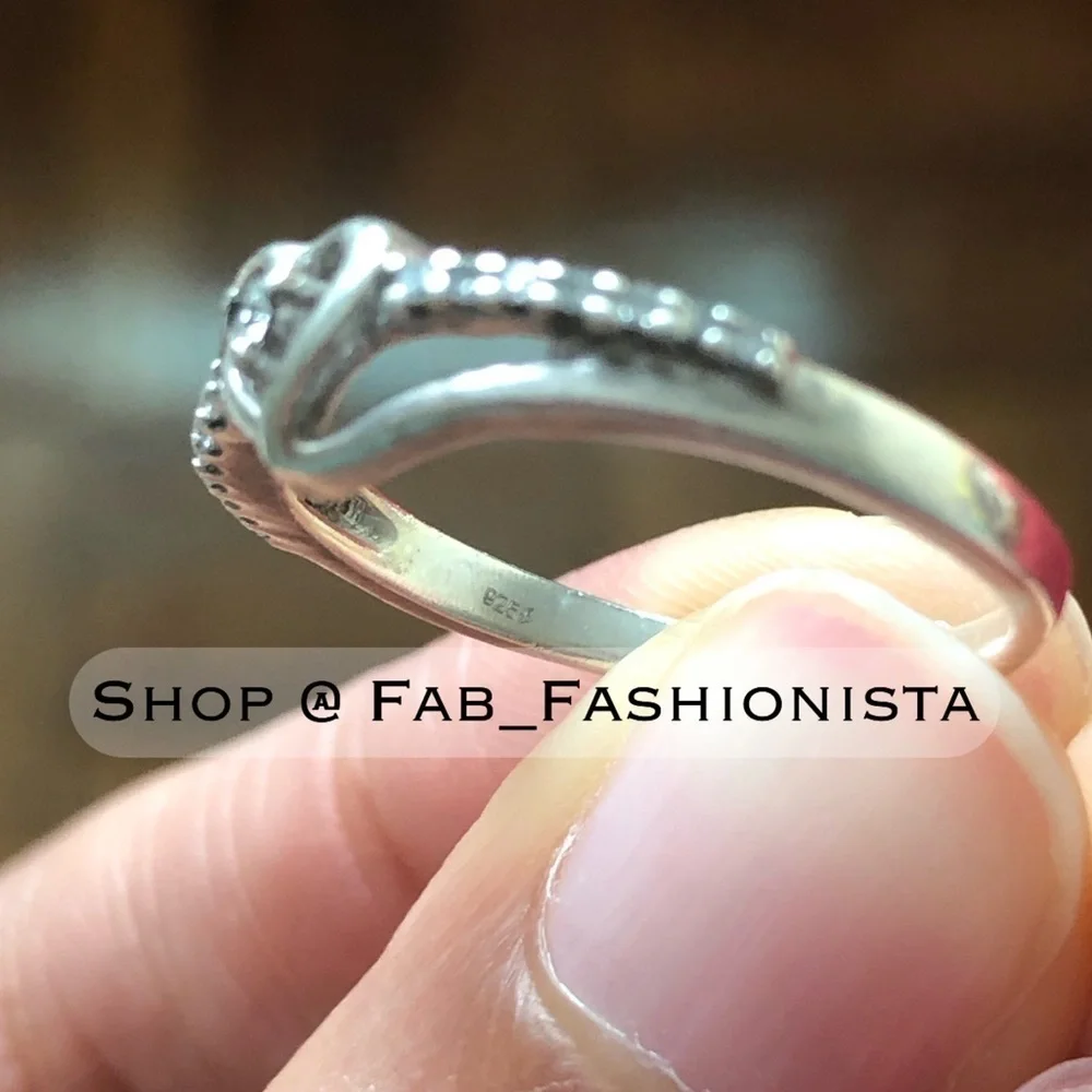 Diamond Heart Promise Ring Sterling Silver Size 6.5